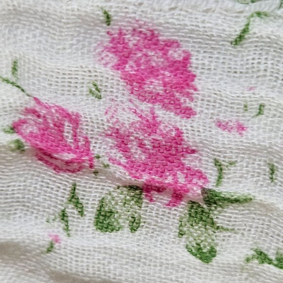 Floral Puff Sleeve Smocked Crop Top With Ruffle Hem Spring - Picture 9 of 14